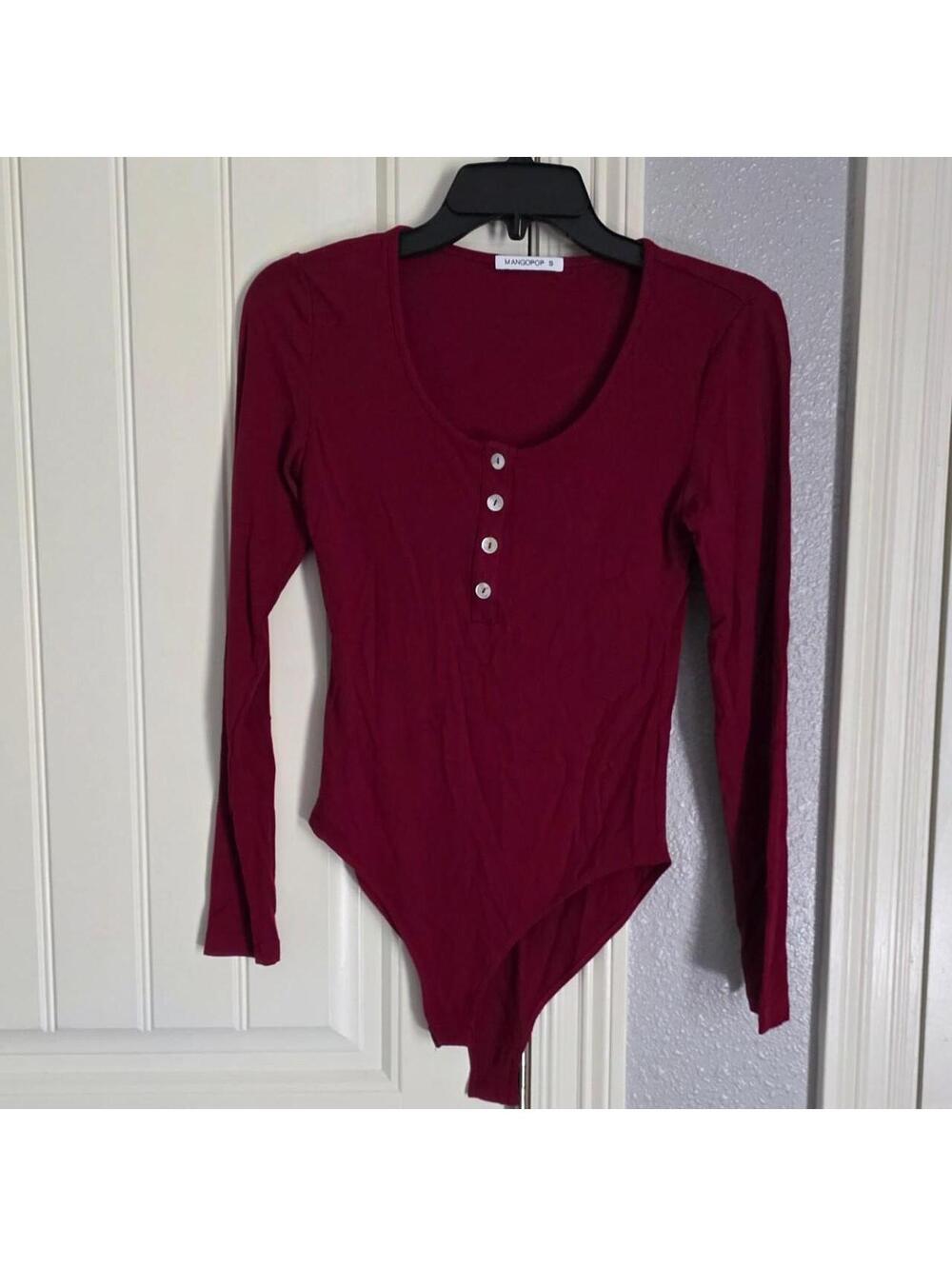 Women's Burgundy and Red Bodysuit